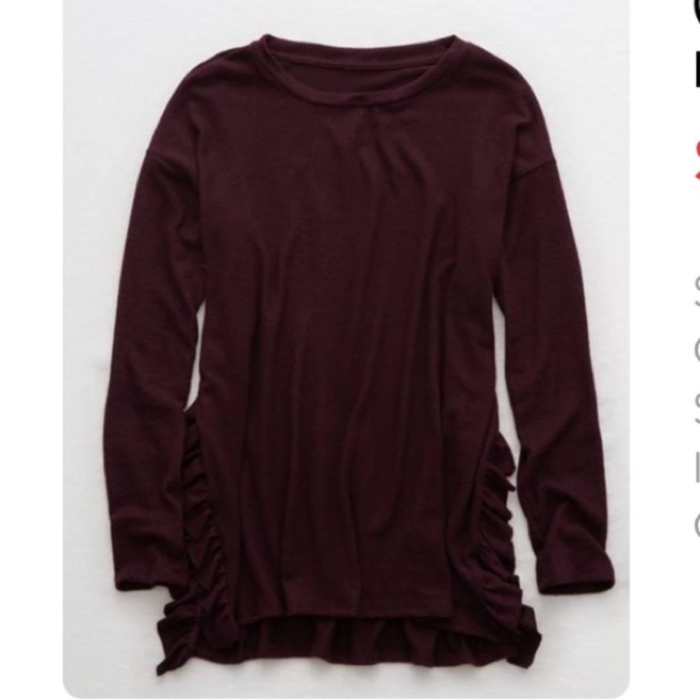 Purple Oversized Long Sleeve Shirt with Ruffle sides